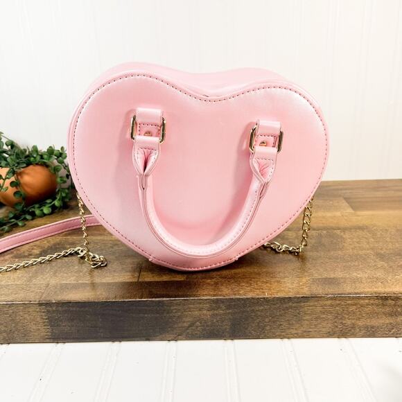 Pink Lolita Heart Shaped Crossbody Bag Purse Bioworld Pink Bow Purse - Picture 11 of 11